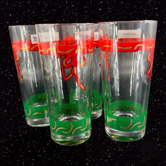 Villeroy and Boch Christmas Peace 4 Drinking Glasses Tumbler France Lamb 1996 - Picture 2 of 16